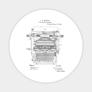 Type Writing Machine Vintage Patent Hand Drawing Magnet